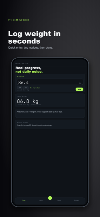 Vellum Weight quick entry screenshot