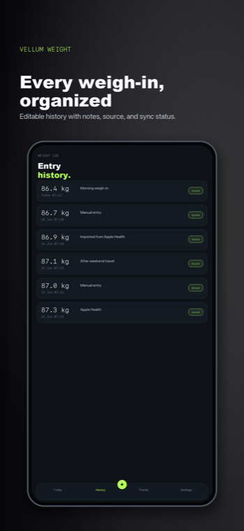 Vellum Weight history screenshot