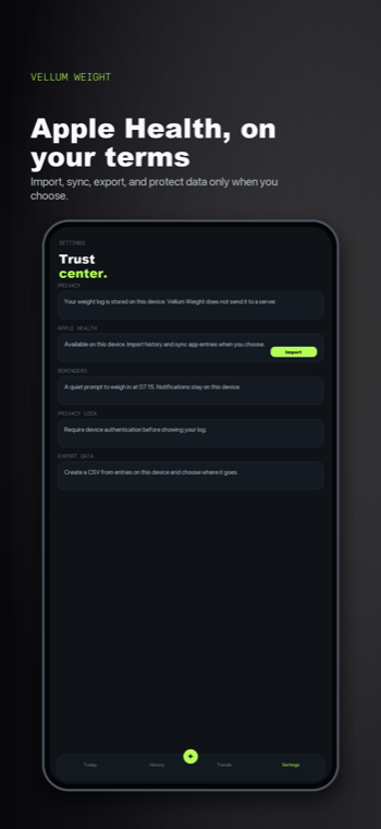 Vellum Weight trust settings screenshot